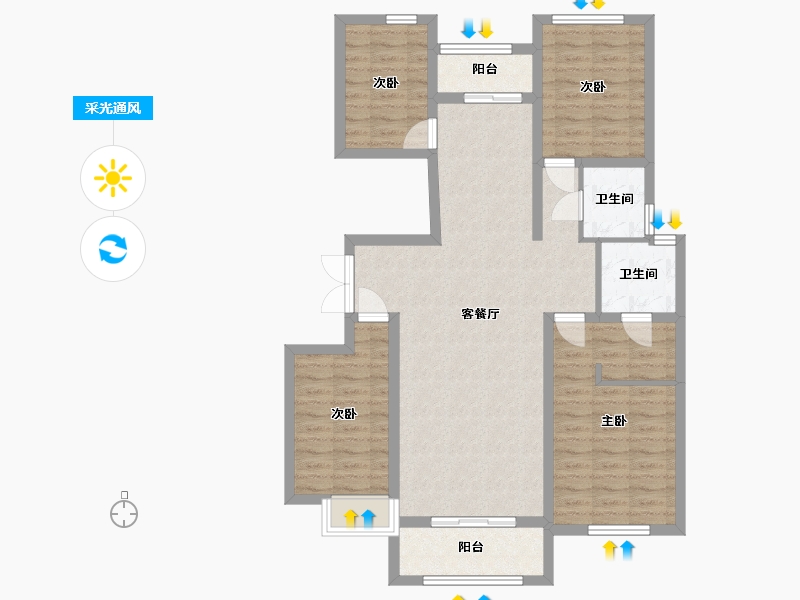 山东省-临沂市-万图·水岸经典-99.95-户型库-采光通风