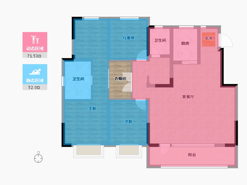 山东省-青岛市-昆仑樾-114.26-户型库-动静分区