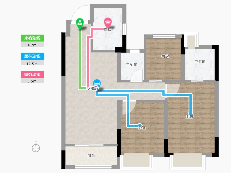 浙江省-金华市-万固西江月-70.99-户型库-动静线