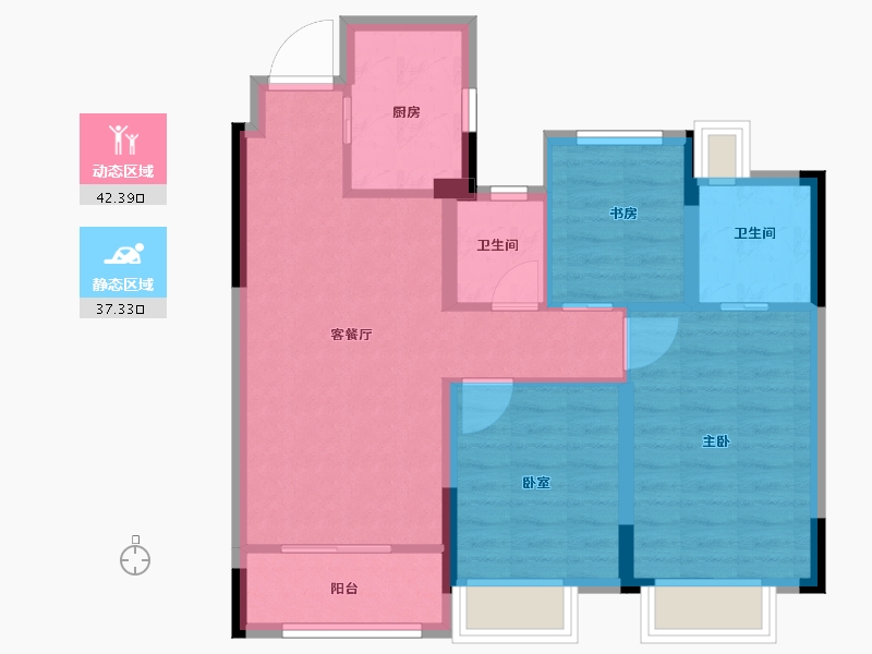 浙江省-金华市-万固西江月-70.99-户型库-动静分区