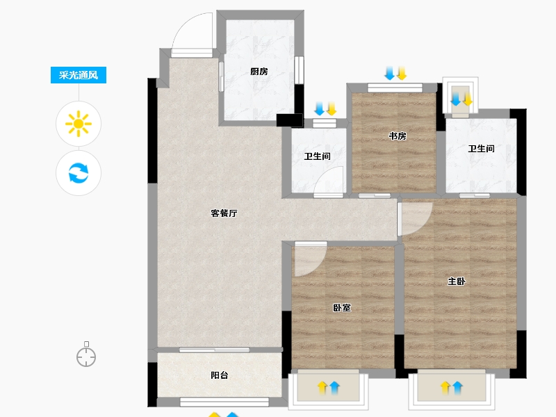 浙江省-金华市-万固西江月-70.99-户型库-采光通风