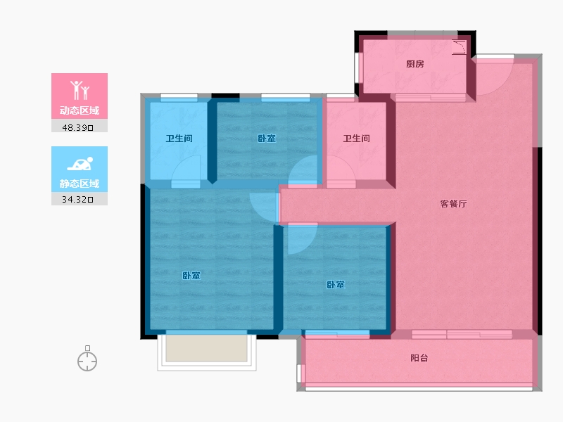 湖北省-襄阳市-蓝光铭江半岛-72.84-户型库-动静分区