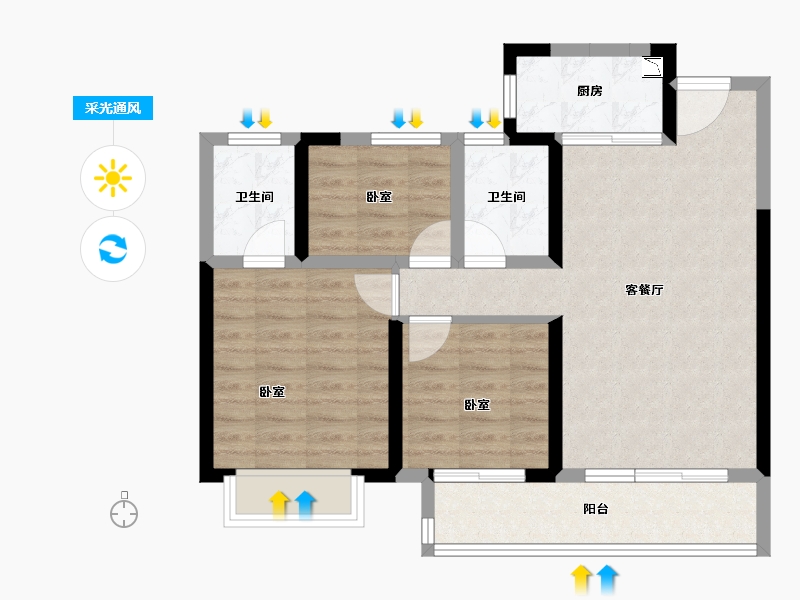 湖北省-襄阳市-蓝光铭江半岛-72.84-户型库-采光通风