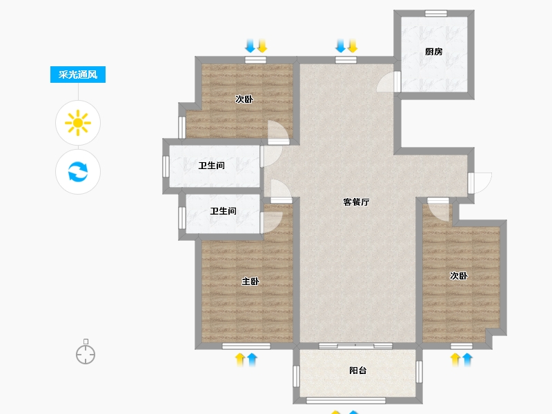 山东省-临沂市-万图·水岸经典-108.79-户型库-采光通风