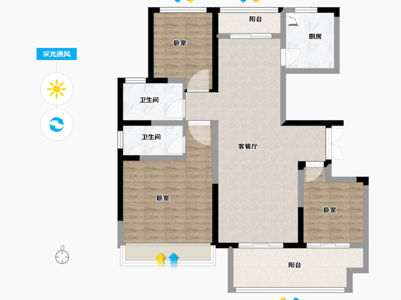 河南省-商丘市-柘城建业幸福里-104.00-户型库-采光通风