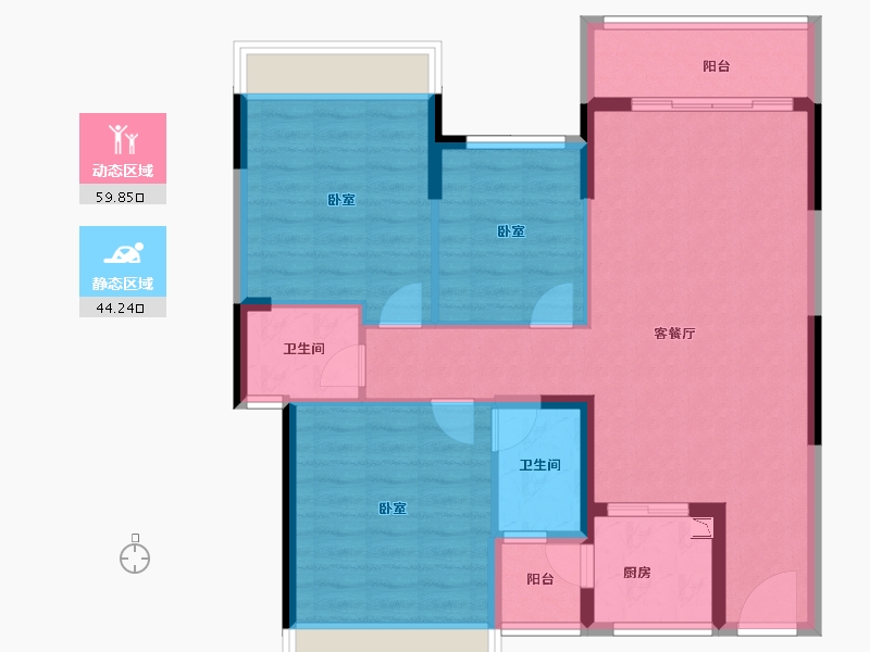 湖北省-襄阳市-玉龙湾公园大道-93.69-户型库-动静分区