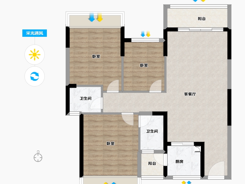 湖北省-襄阳市-玉龙湾公园大道-93.69-户型库-采光通风