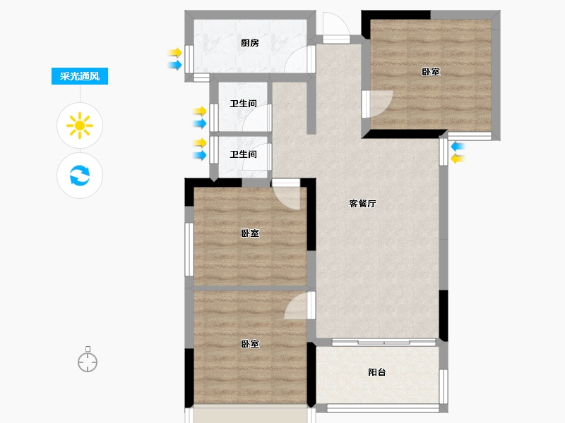 湖北省-宜昌市-公园大观-75.13-户型库-采光通风