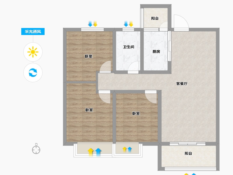 河南省-南阳市-东郡华府-88.19-户型库-采光通风