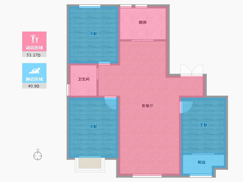 山东省-潍坊市-城投奥文公馆-84.44-户型库-动静分区