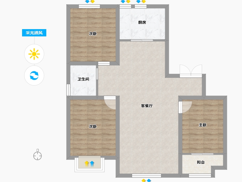 山东省-潍坊市-城投奥文公馆-84.44-户型库-采光通风