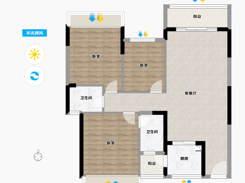 湖北省-襄阳市-玉龙湾公园大道-93.90-户型库-采光通风