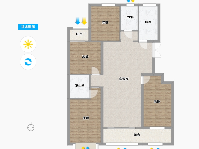 山东省-潍坊市-恒信风華上品-113.51-户型库-采光通风