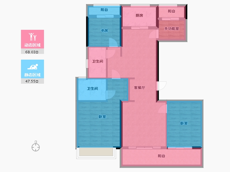 浙江省-杭州市-德信钱塘云庄-103.41-户型库-动静分区