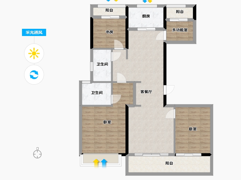 浙江省-杭州市-德信钱塘云庄-103.41-户型库-采光通风