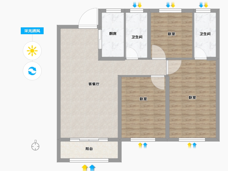 山东省-德州市-金都·明德府-89.00-户型库-采光通风