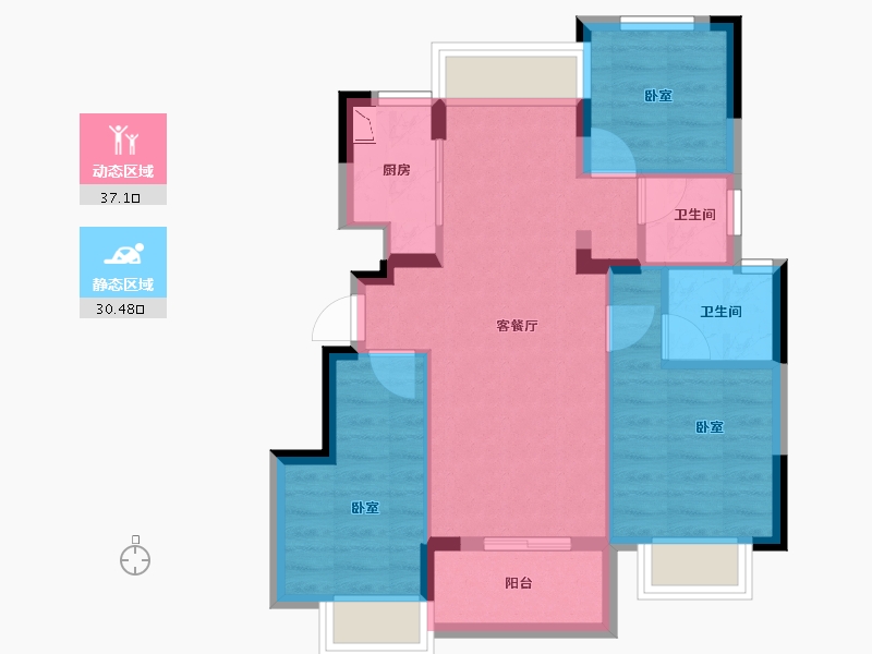 湖北省-武汉市-保利时光印象-59.61-户型库-动静分区