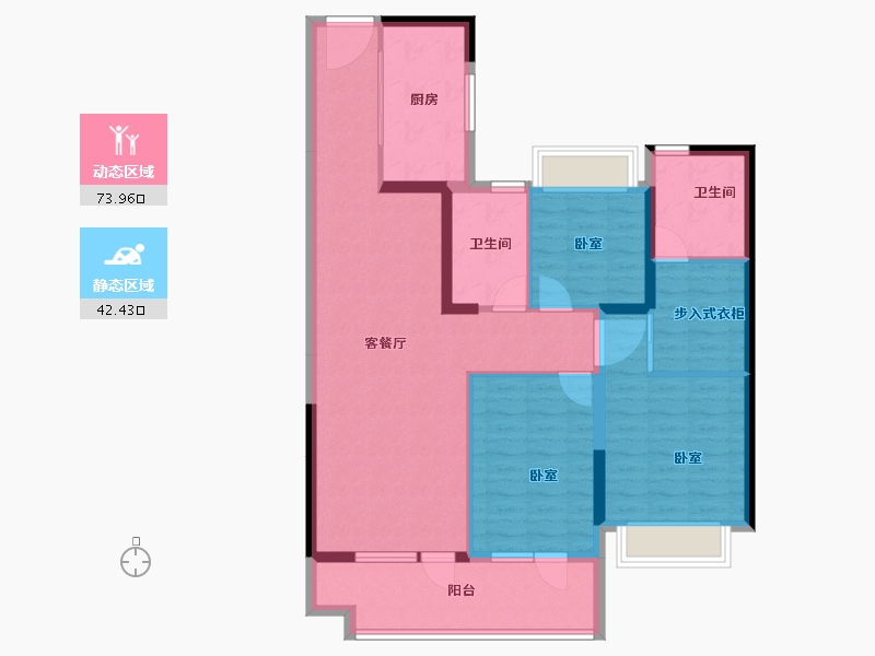 湖北省-襄阳市-雅居乐玺悦-104.35-户型库-动静分区