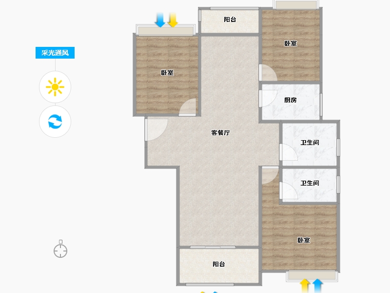 湖北省-孝感市-汉正星河-91.23-户型库-采光通风