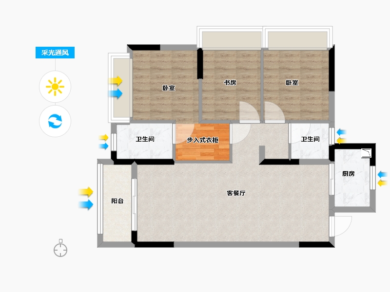 湖北省-武汉市-武汉锦绣香江-81.58-户型库-采光通风