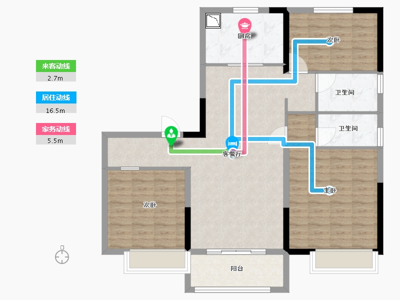 山东省-潍坊市-山钢碧桂园玖珑台-100.00-户型库-动静线