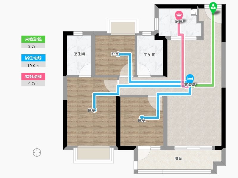 湖北省-武汉市-蓝光雍锦香榭-77.26-户型库-动静线