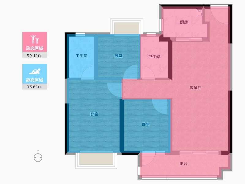 湖北省-武汉市-蓝光雍锦香榭-77.26-户型库-动静分区