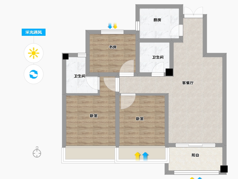 浙江省-绍兴市-店口丽景春天-70.00-户型库-采光通风