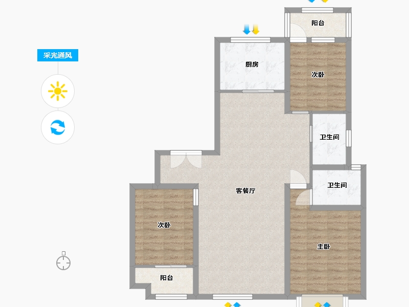 山东省-潍坊市-城投奥文公馆-96.97-户型库-采光通风