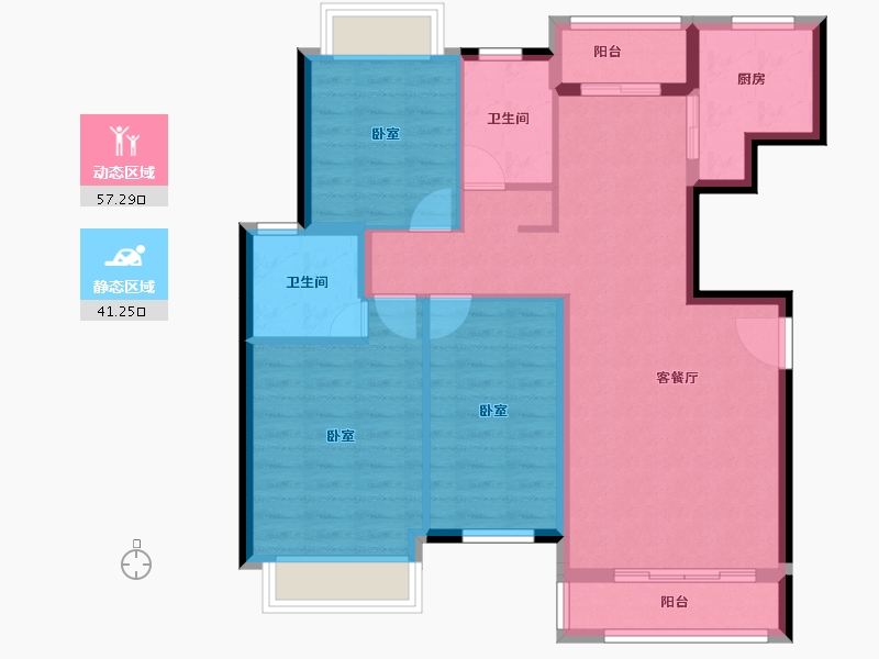 湖北省-孝感市-汉正星河-88.23-户型库-动静分区