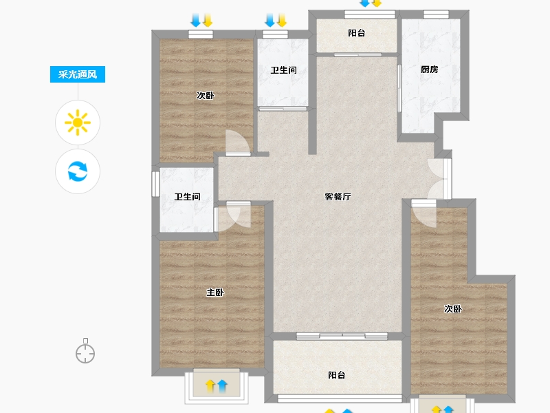 山东省-临沂市-房源印象东城-94.00-户型库-采光通风