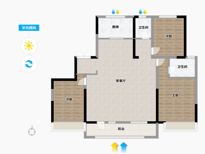 山东省-潍坊市-众成学府生活城-136.00-户型库-采光通风