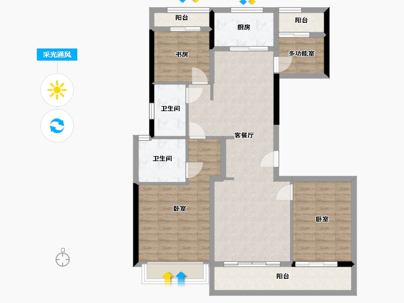 浙江省-杭州市-德信钱塘云庄-102.77-户型库-采光通风