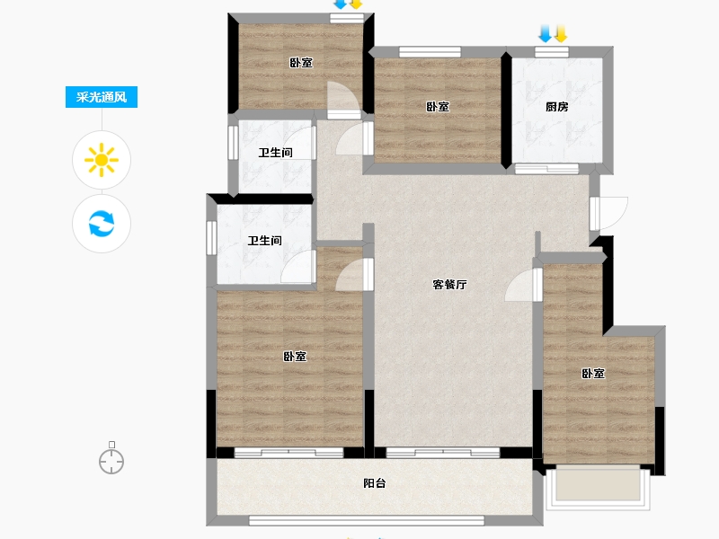 浙江省-杭州市-佳印府-94.03-户型库-采光通风