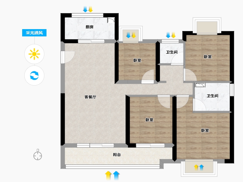 湖北省-襄阳市-蓝光铭江半岛-77.94-户型库-采光通风