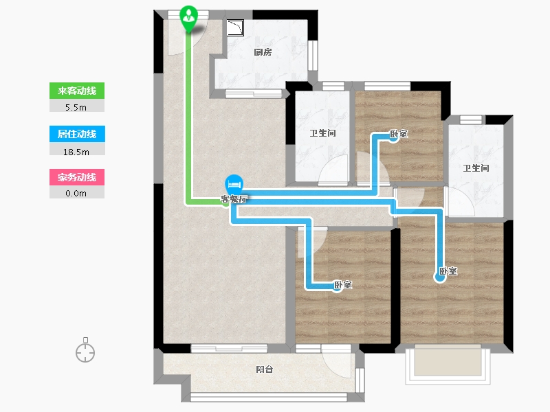 湖北省-武汉市-蓝光雍锦香榭-69.01-户型库-动静线