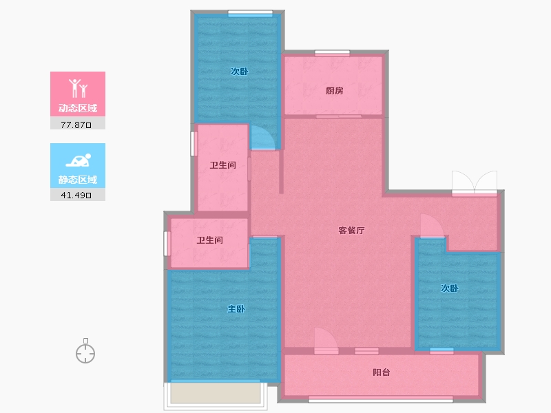 山东省-潍坊市-中南保利樾府-107.20-户型库-动静分区