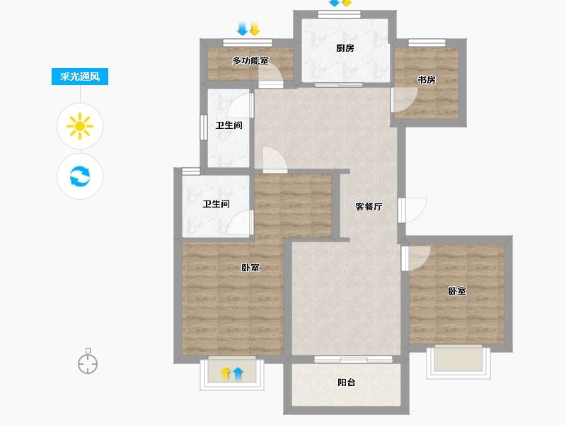 浙江省-杭州市-招商雍澜府-79.89-户型库-采光通风