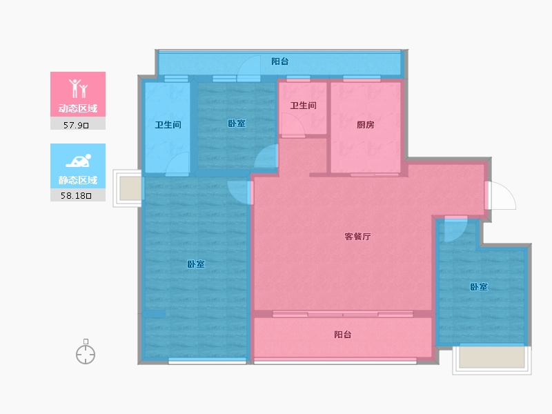 山东省-烟台市-万科翡翠长安-104.00-户型库-动静分区