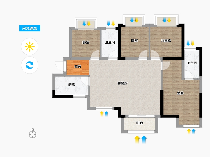 湖南省-长沙市-鸿邦·国际城-86.02-户型库-采光通风