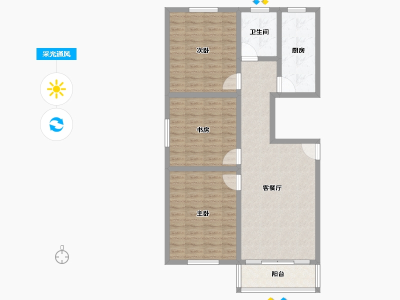 安徽省-宿州市-新都市华庭-90.00-户型库-采光通风