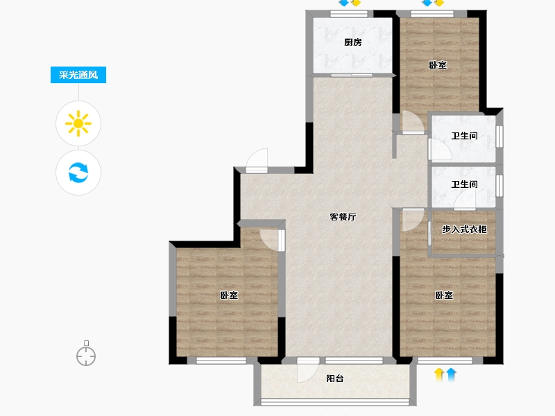 山东省-潍坊市-城嘉梓童家园-105.52-户型库-采光通风