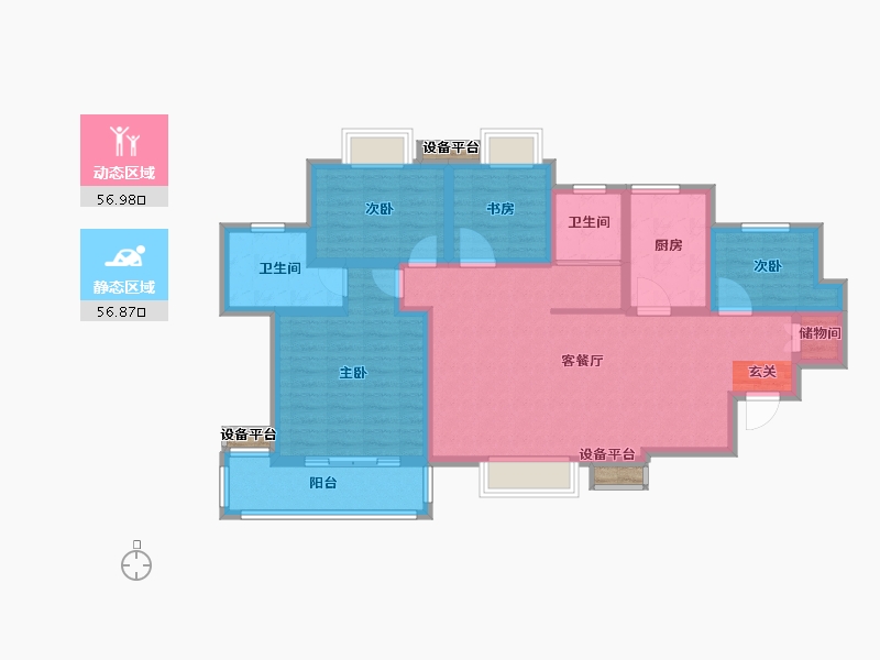 安徽省-宿州市-金城·幸福里-102.48-户型库-动静分区