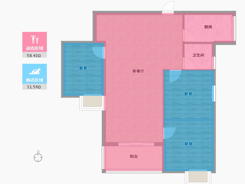 湖北省-咸宁市-桂泉花园-81.93-户型库-动静分区