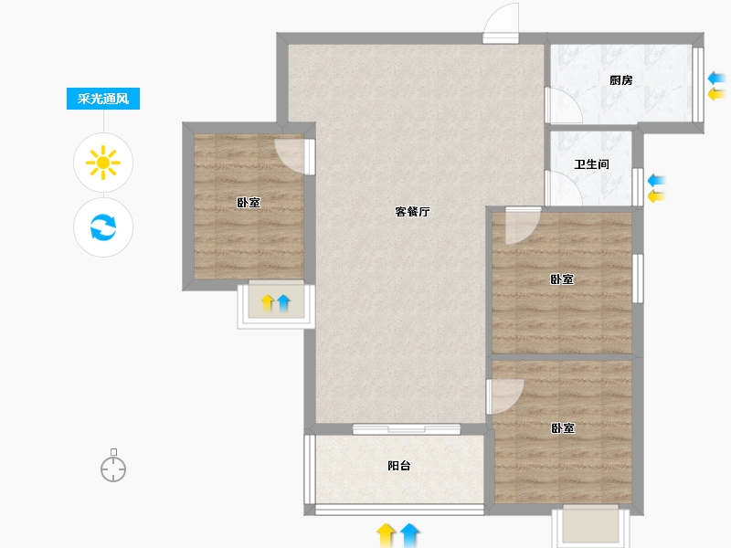 湖北省-咸宁市-桂泉花园-81.93-户型库-采光通风