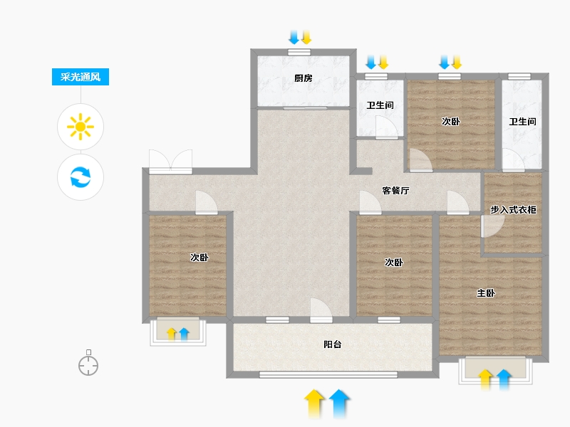 山东省-潍坊市-中南熙悦-132.80-户型库-采光通风