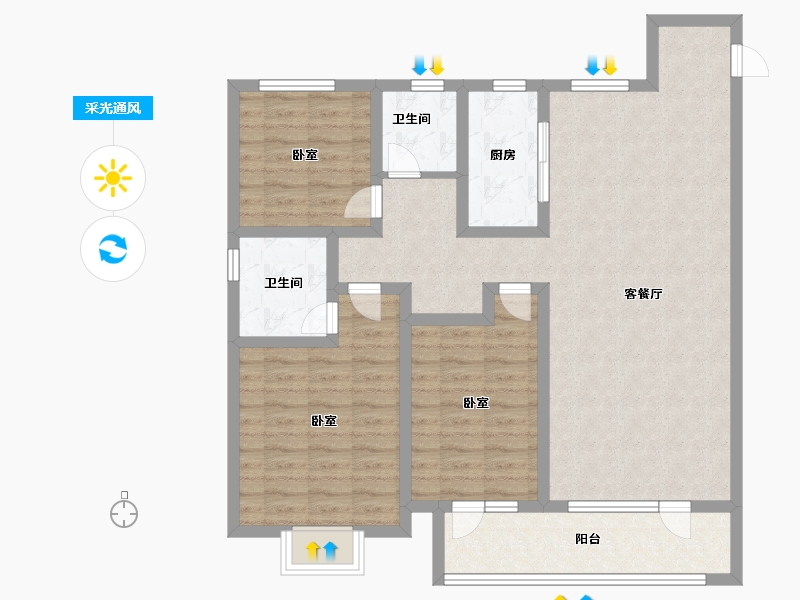 山东省-济宁市-公用瑞马悦府熙岸-104.99-户型库-采光通风