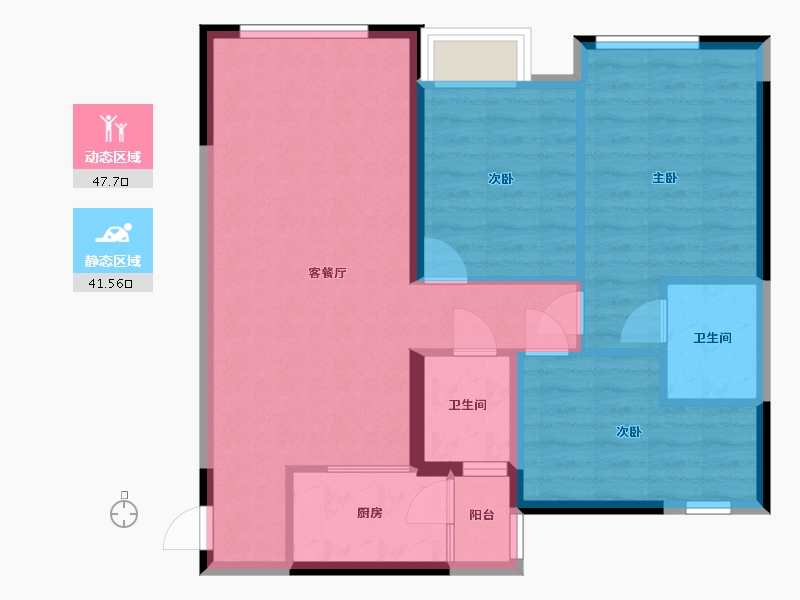 四川省-绵阳市-福星上江城-80.26-户型库-动静分区