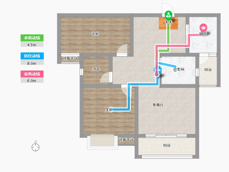 安徽省-宿州市-金城·幸福里-76.86-户型库-动静线