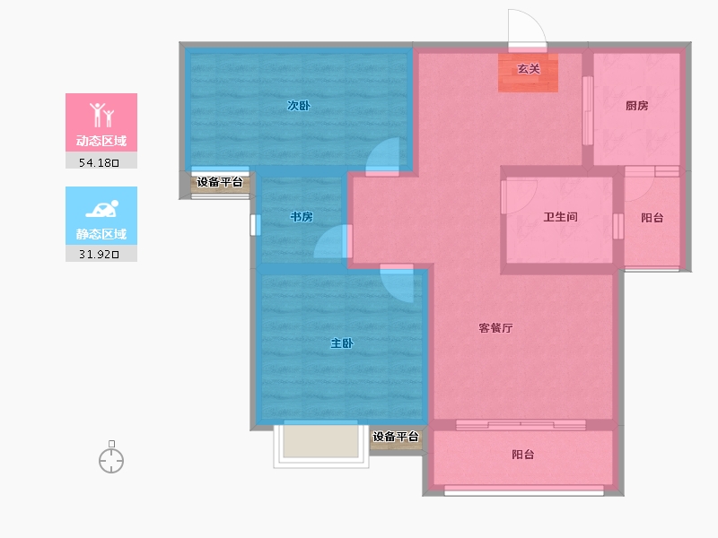 安徽省-宿州市-金城·幸福里-76.86-户型库-动静分区